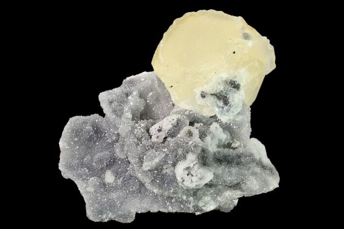 Calcite Crystals on Druzy Quartz and Fluorite - China #160707